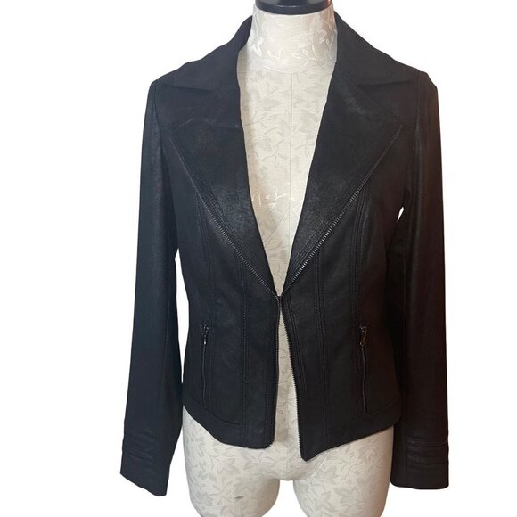 Charlie B Womens Jacket Size Extra Small Faux Black Suede Perfecto Classic - Picture 1 of 13
